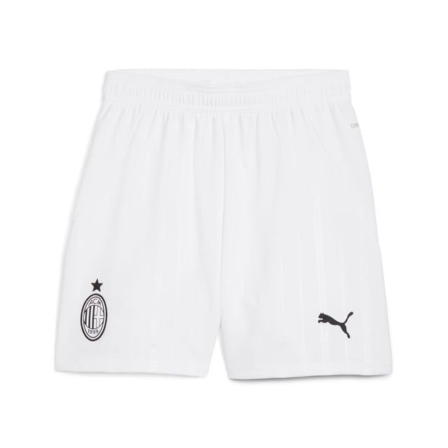 PUMA Boys AC Milan 24/25 Shorts PRODUCT STORY: Hit the pitch like AC Milan's finest in these football shorts. They're made from sweat-wicking material to keep you cool in the tensest moments of the game and are finished with the team's famous crest on the leg. FEATURES & BENEFITS: dryCELL: Performance technology designed to wick moisture from the body and keep you free of sweat during exercise; As part of the RE:FIBRE program, this garment is made of at least 95% recycled material from textile waste and other used materials. DETAILS: Regular fit; 170 gsm, Jacquard; Medium rise; Official team branding; PUMA branding details; PUMA Youth: Recommended for older kids between 8 and 16 years.