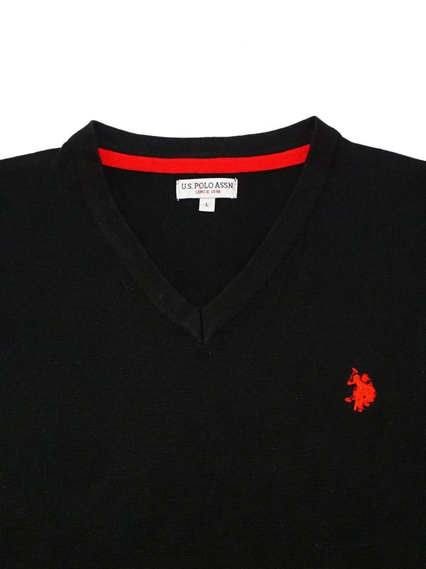 U.S. POLO ASSN. Fijn gebreide trui voor heren. Elegant en sportief tegelijk. Het merklogo is discreet maar duidelijk zichtbaar.