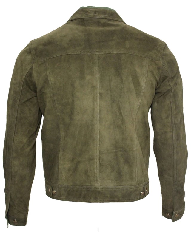The stylish denim inspired shirt gets reinterpreted in the softest goat suede leather. This slim fit garment is your style statement, exuding a design that echoes 70's Americana. The jacket features press button fastening and adjustable waistband and cuffs for added comfort. This retro jacket will look great with your favourite jeans and a pair of