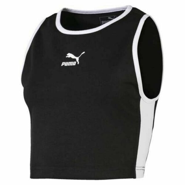 Puma Crew Neck Classic Fit sin mangas top de mujeres negras para mujer 579929 01