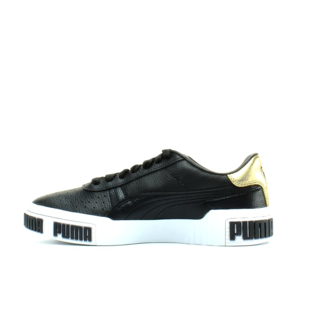Puma Cali Bold Metallic Zwart Goud Leren Veterschoenen Dames 371207 02