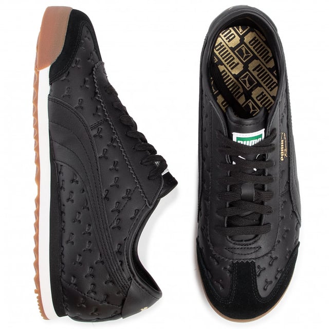 Puma roma black leather discount