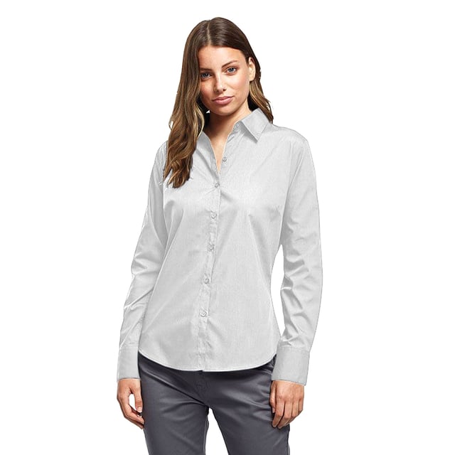 65% Polyester, 35% Cotton. Fabric: Poplin. Design: Plain. Fastening: Button-Down. Neckline: Collared. Cuff: Double Button. Sleeve-Type: Long-Sleeved. Hem: Rounded. 2 Back Darts. Sustainability: Amfori, BCI Approved, REACH, Sedex, WRAP Certified. 6 UK: 31 in. 8 UK: 33 in. 10 UK: 35 in. 12 UK: 37 in. 14 UK: 39 in. 20 UK: 45 in. 22 UK: 47 in. 24 UK: 49 in. 26 UK: 51 in. 28 UK: 53 in. 18 UK: 43 in. 16 UK: 41 in. 30 UK: 55 in.