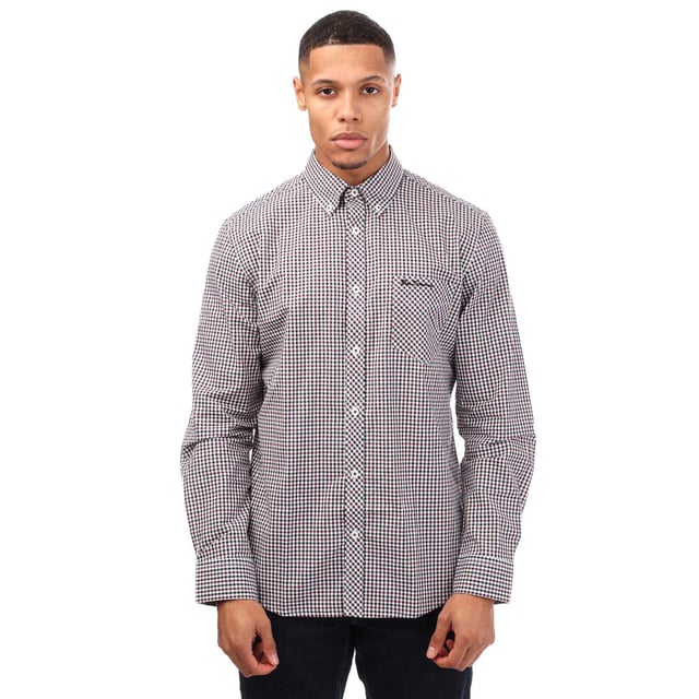 Men s Ben Sherman Gingham Check Shirt in wine
