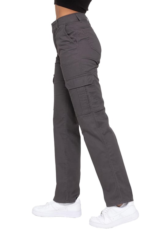 Enzo Womens Cargo Denim Jeans. Straight Leg, Regular Fit. 2 Front Slash Pockets. 2 Side Cargo Pockets With Velcro Fastening. 2 Back Pockets. Zip Fly Fastening. Ideal For Casual or Workwear
