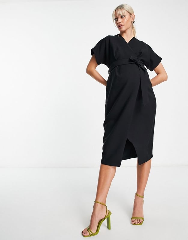 Maternity wrap store midi dress