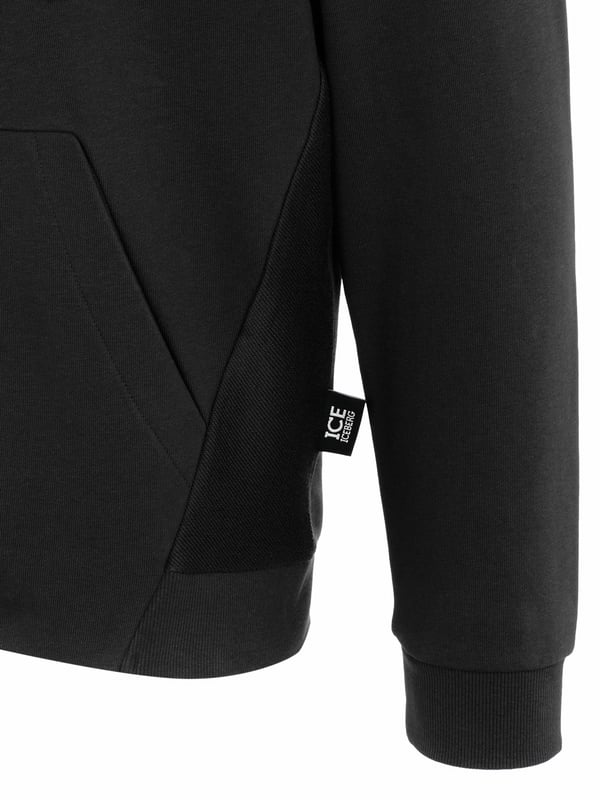 80% Cotton, 20% Polyester; Iceberg pullover;  Model: S1M-E04163419000;  High quality manufactured;  Soft cotton blend;  Hood with drawstring and drawstring;  Zipper;  Two front pockets;  Elastic hem;  Iceberg logo details
