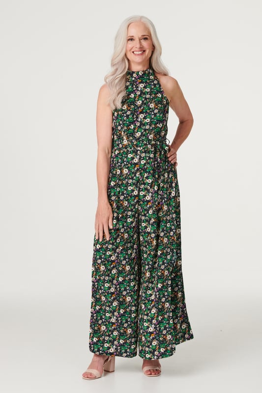 High neck clearance navy jumpsuit
