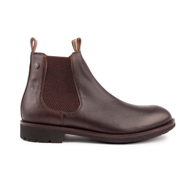 Base London Mens Ozzy Grain Brown Leather Chelsea Boots