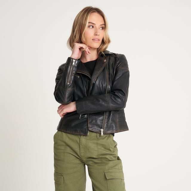 Barney's originals coloured hotsell leather biker jacket