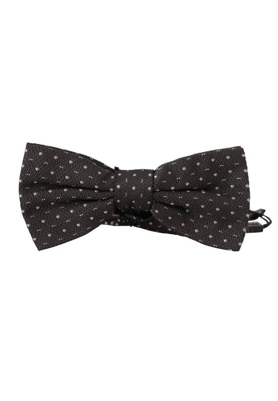 100% Authentic Dolce & Gabbana Silk Bow Tie
  Color: Black and Gray Polka Dot
  Model: Tied
  Material: 100% Silk
  Adjustable length neck strap one size
  Made In Italy
  Width: 6cm
Material: 100% Silk