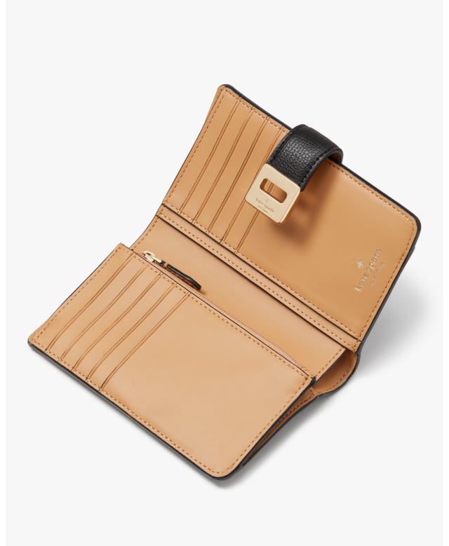 This Medium Wallet Holds All Your Credit Cards, Bills, Loose Change, I.D., Receipts, Tickets…And It Won't Take Up All The Space In Your Bag., Phoebe Refined Grain Leather Turnlock Medium Wallet, On Hardware,  Length: 2.54 Cm,  Width: 14.22 Cm,  Height: 9.14 Cm
