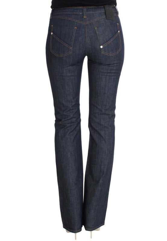 Brand: Gianfranco Ferre
  Condition: Brand new with tags
  Style: Flare boot cut
  Color: Blue
  Material: 100% cotton
  Pockets: Two front and two back pockets
  Closure: Zipper fly
  Details: Logo details
  Origin: Made in Italy
  Gender: Women