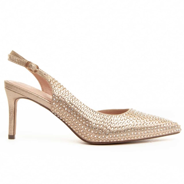 Damen-Halbschuh. Gepolsterte Innensohle aus Naturleder. Bequeme Passform. Rutschfeste Sohle. Verstärkte Nähte. Hergestellt von anderen Marken für unsere Marke. Ungefährer Maß: 8 cm Absatz.