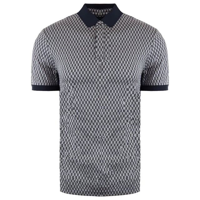 Emporio Armani Navy Wit Heren Bedrukt Katoenen Polo Shirt 3G1FB7 1J66Z F901