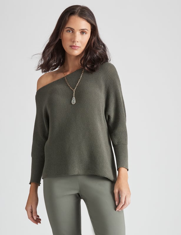 Off the discount shoulder fitted sweater