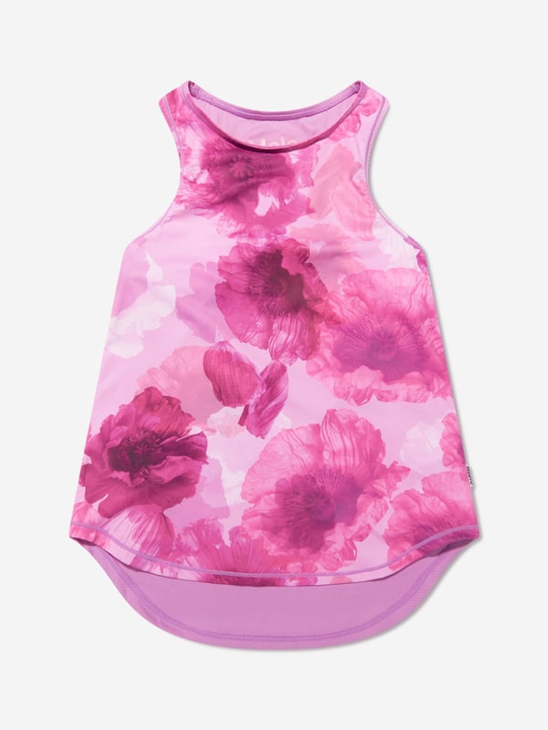.This bright and bold pink sports vest top from Molo will instantly cheer up their casual wardrobe. Crafted from a durable and comfortable Polyester and Elastane blend, this fun design has a white floral pattern throughout, a V-neck and racer back.·  Molo·  Occasion: Casual·  Print