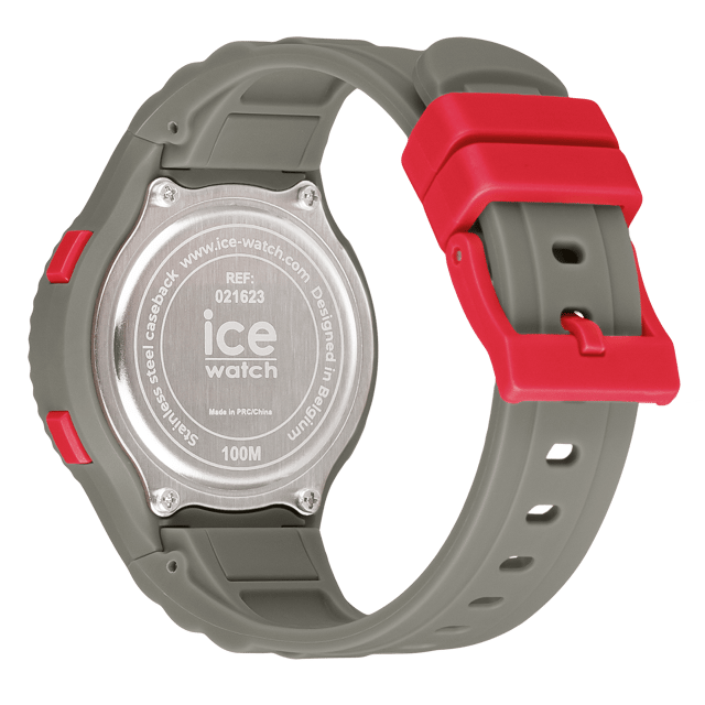 This Ice Watch Ice Digit - Dusty Coral Digital Watch for Child is the perfect timepiece to wear or to gift. It's Grey 34 mm Round case combined with the comfortable Grey Silicone watch band will ensure you enjoy this stunning timepiece without any compromise. Operated by a high quality Quartz movement and water resistant to 10 bars, your watch will keep ticking. It's digital time for Ice-Watch with the ICE digit - Dusty coral! Forget traditional hands and opt for the absolute comfort of this silicone watch. This Digital watch has a Calendar function: Day-Date , Stop Watch and Light High quality 19 cm length and 18 mm width Grey Silicone strap with a Buckle Case diameter: 34 mm,case thickness: 11 mm, case colour: Grey and dial colour: Red