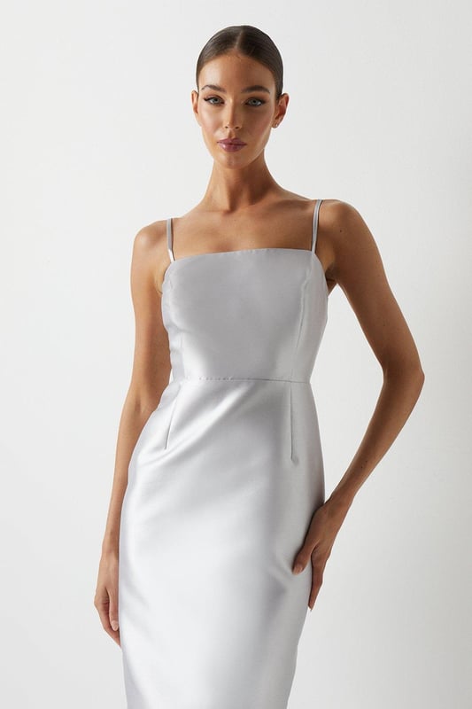 You name the occasion, we have the perfect dress. From maxi to mini and everything in between, find your dream dress to feel confident in. Choose classic shift dresses and flowing floor-length pieces for a timeless style, plus discover on-trend bardot and wrap dresses to wear on repeat. Style: Cami Twill Column Pencil Bridesmaids Dress.  Ideal for: Bridesmaids.  Model wears size UK 10 and is 5' 9" tall.