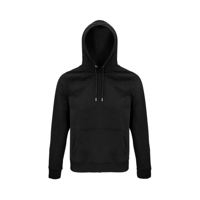 Material: 80% Bio-Baumwolle, 20% recyceltes Polyester. Stoff: Gebürstetes Rückenfleece. 280gsm. Design: Einfarbig. Eigenschaften der Kapuze: Kordelzug, gefüttert. Saum: Elastisch. Halbmondförmige Rückenpasse, Metallösen, Größenetikett ohne Markenzeichen. Stoff-Technologie: OCS-Zertifizierung. Manschette: Gummizug. Ausschnitt: Kapuze, verschweißt. Ärmel-Typ: Langärmelig, Raglan. Taschen: Beuteltasche. Verschluss: Überziehen.