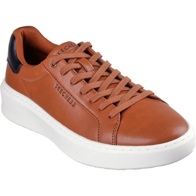 Verhoog je garderobe en zie er goed uit met de comfortabel veelzijdige Skechers Court Break - Suit Sneaker. Deze veterschoen heeft een bovenwerk van synthetisch duraleather met vaste stretchveters en een dempende Skechers Air-Cooled Memory Foam comfort binnenzool.