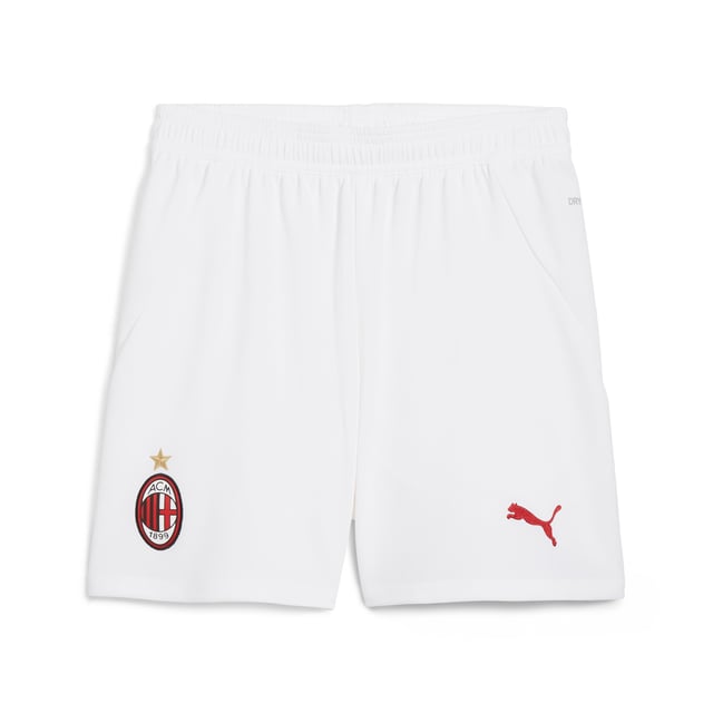 PRODUCT STORY: Hit the pitch like AC Milan's finest in these football shorts. They're made from sweat-wicking material to keep you cool in the tensest moments of the game and are finished with the team's famous crest on the leg. FEATURES & BENEFITS: dryCELL: Performance technology designed to wick moisture from the body and keep you free of sweat during exercise; As part of the RE:FIBRE program, this garment is made of at least 95% recycled material from textile waste and other used materials. DETAILS: Regular fit; 170 gsm, Jacquard; Medium rise; Official team branding; PUMA branding details; PUMA Youth: Recommended for older kids between 8 and 16 years.  Our model is 148 cm tall and is wearing size 152 RUS.
