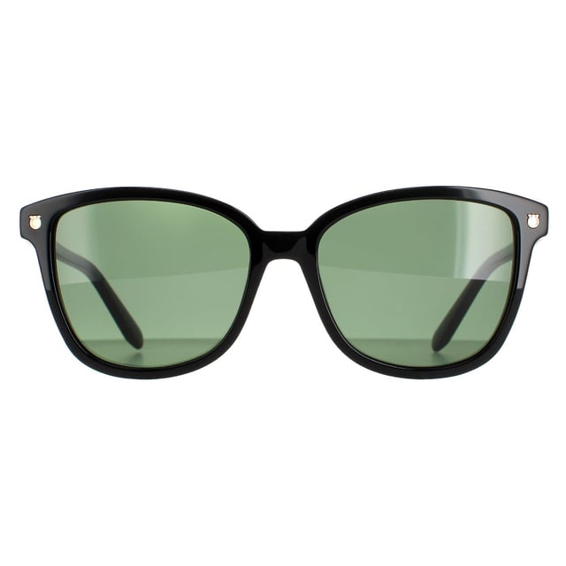 Salvatore Ferragamo Square Ladies Black Green SF815S SF815S presenta un atractivo detalle de remache frontal y el logotipo de Ferragamo Signature a juego a lo largo de las patillas.