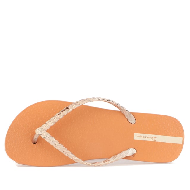 Womens Ipanema Exuberance Chrome Flip Flops in tan.- Synthetic upper.- Slip on fastening.- Plait detail straps with a chrome finish.- Synthetic lining and sole.- Ref: 26685AC606