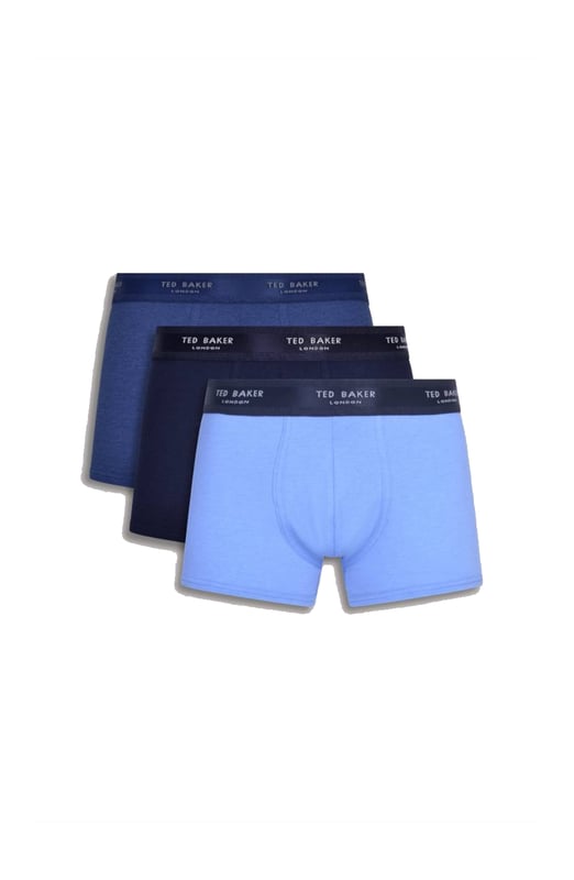 Men's Ted Baker Three Pack Cotton Fashion Trunk in blue navy