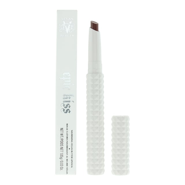 KVD Epic Kiss Mini Lipstick is a compact-sized lipstick designed to make a big impact. Despite its small stature, it delivers intense color payoff and a long-lasting formula that stays put throughout the day. The lipstick features a creamy texture that glides effortlessly on the lips, providing a smooth and comfortable application. Its richly pigmented formula ensures vibrant, bold color with just one swipe, making a statement with every application. The KVD Epic Kiss Mini Lipstick is available in a wide range of shades, catering to various skin tones and personal preferences. From classic reds and pinks to daring purples and edgy neutrals, there is a shade to suit every mood and occasion.