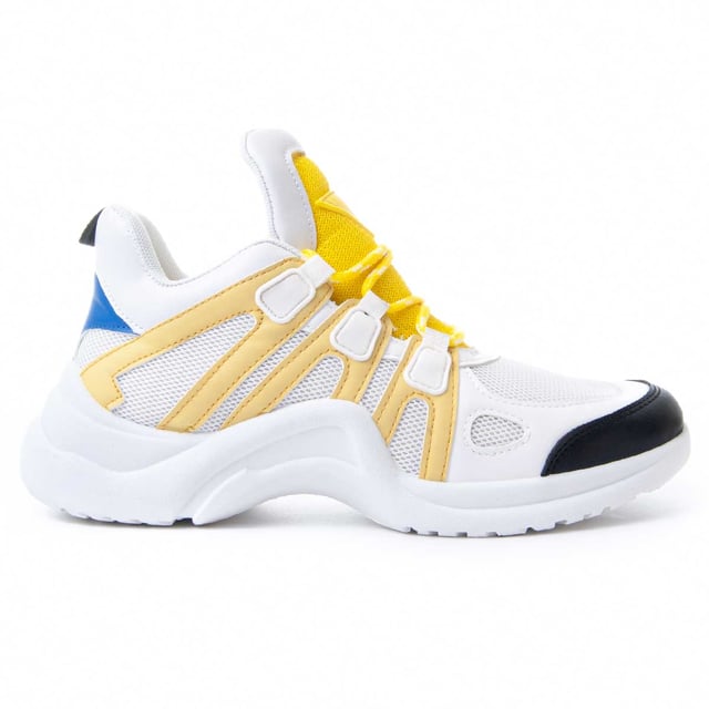 Casual sneaker voor dames. Comfortabele pasvorm. Gevoerde binnenzool. Antislip zool. Versterkte stiksels. Door andere merken voor ons merk gemaakt.