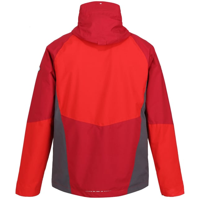 Waterproof and breathable Isotex 15000 stretch lightweight ripstop polyester recycled fabric. Recycled fabric made from approximately 7 plastic bottles (500ml size). Breathability rating 10,000g/m2/24 hours. Durable water repellent finish. Taped seams. Grown on technical wire peaked hood with adjusters. Brite Light hood torch technology. 2 x AAA batteries required - not included. Hi-tech water repellent centre front zip with inner zip and chin guard. 2 chest pockets with hi-tech water repellent zips. 2 lower pockets with hi-tech water repellent zips. Articulated sleeves for enhanced range of movement. Water repellent underarm ventilation zips. Adjustable cuffs. Adjustable shockcord hem. Reflective detail. Extol comfort stretch fabric. Stretch binding to collar, cuffs and hem. 2 zipped lower pockets.