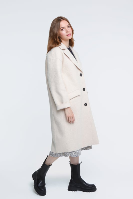 Cream boiled wool coat clearance