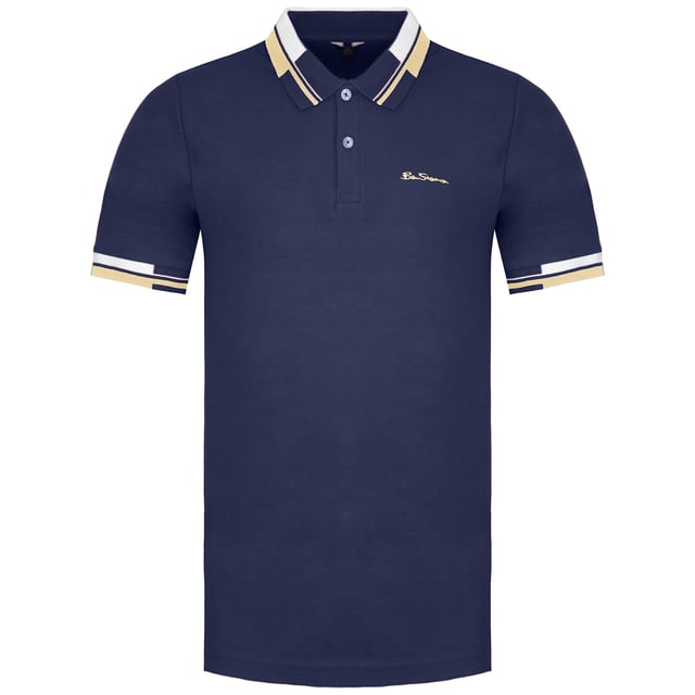 Ben Sherman Classic Fit  Dark Navy Mens Collar Interest Polo Shirt 0073347 25