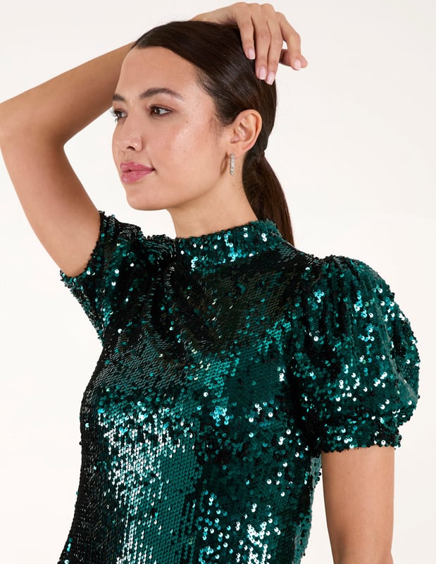 white christmas dresses Mock Neck Sleeveless Sequin Dress | Women's Dresses main image 0