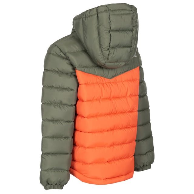 Steppjacke für Kinder. Angewachsene Kapuze. 2 Taschen. Kontrastfarbiger Reißverschluss. Wasser- und windabweisend. 100% Polyester. Bitte beachten Sie: Fällt in Ihrer normalen Größe aus.