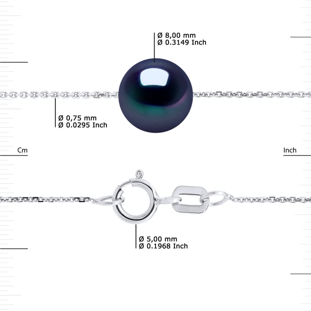 Necklace of true Cultured Freshwater Pearls 9-10 mm - Tahitian Style color and chain mesh 925 Sterling Silver Rhodium-plated Length 42 cm , 16,5 in - Our jewellery is made in France and will be delivered in a gift box accompanied by a Certificate of Authenticity and International Warranty