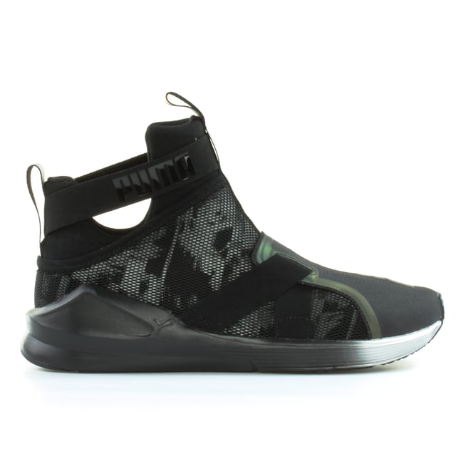 Puma Fierce Strap Swan Black Textile Womens Slip On Trainers 189461 01