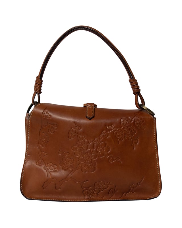 Valentino Garavani Flower Embossed Hobo Bag in Brown Leather