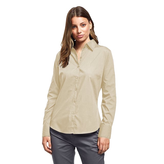 65% Polyester, 35% Cotton. Fabric: Poplin. Design: Plain. Fastening: Button-Down. Neckline: Collared. Cuff: Double Button. Sleeve-Type: Long-Sleeved. Hem: Rounded. 2 Back Darts. Sustainability: Amfori, BCI Approved, REACH, Sedex, WRAP Certified. 6 UK: 31 in. 8 UK: 33 in. 10 UK: 35 in. 12 UK: 37 in. 14 UK: 39 in. 20 UK: 45 in. 22 UK: 47 in. 24 UK: 49 in. 26 UK: 51 in. 28 UK: 53 in. 18 UK: 43 in. 16 UK: 41 in. 30 UK: 55 in.