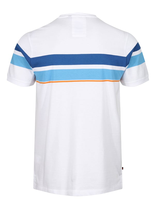 The classic crew neck tee from LUKE is cut from a super soft cotton and features contrast yarn dyed stripes across the chest and sleeves. It is detailed with soft rib trims throughout and is complete with the brand's iconic raised lion print on the left chest.