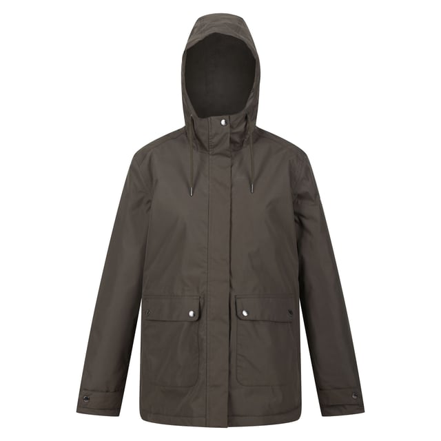 100% Polyester. Fabric: Hydrafort. Design: Plain. Fabric Technology: DWR Finish, Insulating, Quick Dry, Thermo-Guard, Waterproof, Windproof. Cuff: Adjustable, Snap Fastening. Faux Fur Back Panel, Taped Seams. Neckline: Hooded, Standing Collar. Sleeve-Type: Long-Sleeved. Hood Features: Drawcord, Faux Fur, Grown On Hood. Pockets: 2 Lower Pockets, Patch, Snap Fastening, 1 Internal Pocket. Fastening: Popper, Stormflap, Zip. Sustainability: Made from Recycled Materials. 8 UK: 32 in. 10 UK: 34 in. 12 UK: 36 in. 14 UK: 38 in. 20 UK: 45 in. 22 UK: 48 in. 24 UK: 50 in. 26 UK: 52 in. 18 UK: 43 in. 16 UK: 40 in.
