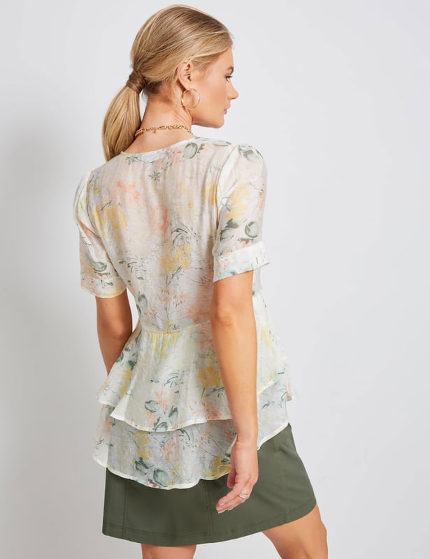 Double layer peplum top hotsell