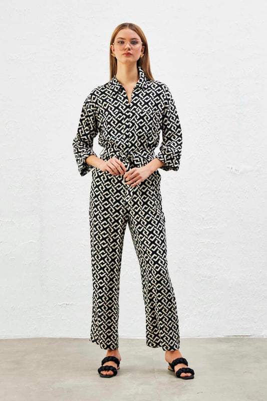 Patterned jumpsuit sales