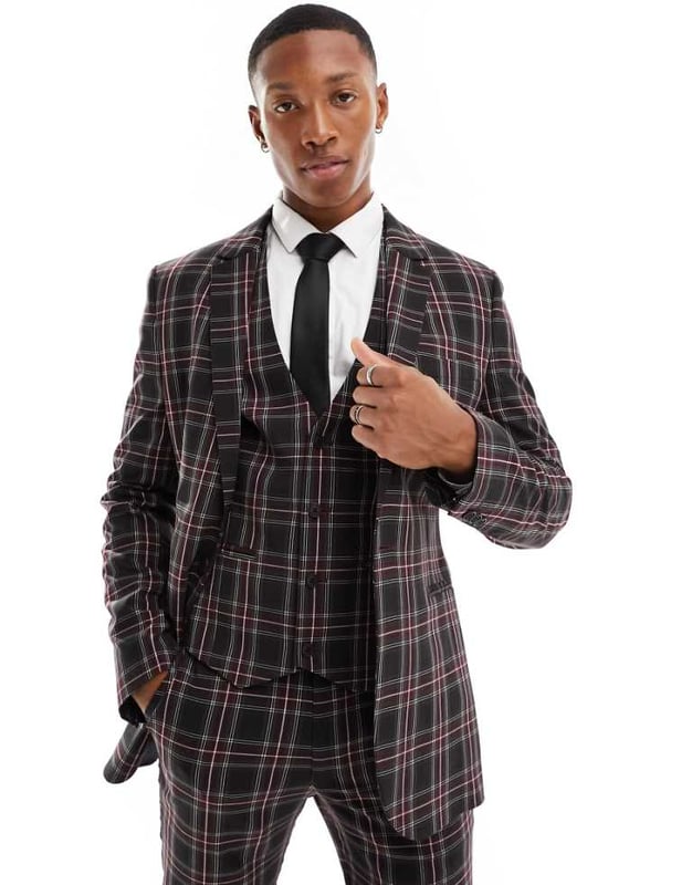 Suits by ASOS DESIGN Suit yourself Notch lapels Padded shoulders Single button fastening Pocket details Super-skinny fitSold By: Asos