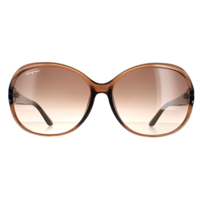Salvatore Ferragamo Oval Womens Light Brown Brown Gradient SF770SA  SF770SA are a lovely oversized style with a stylish gap to the sides and textured design temples