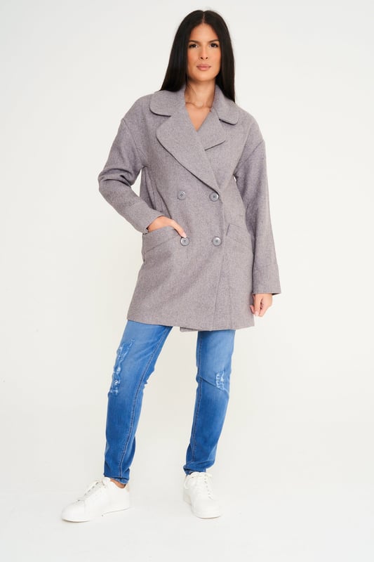 Women s Elle Wool Reefer Jacket in Grey