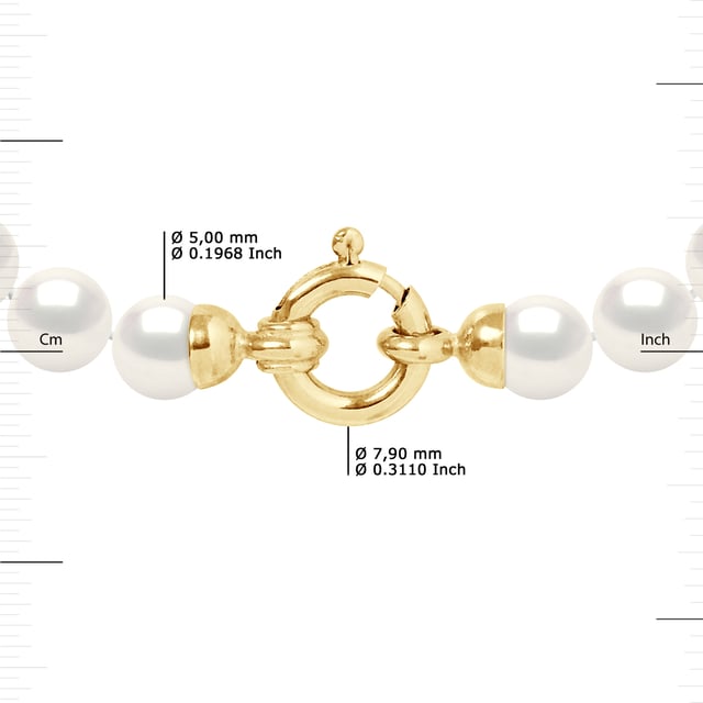 True Armband Gekweekte Parels Zoetwater 5-6mm Ronde - Kwaliteit AAAA + - Colori NATURAL WHITE - Lengte 18 cm - Sluiting Ring MARIN LUXE Yellow Gold 375 duizendste - 2 jaar garantie op fabricagefouten - Wordt geleverd in een zaak met een certificaat van echtheid en een internationale garantie - Al onze juwelen zijn gemaakt in Frankrijk.