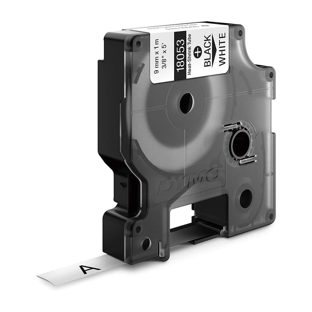 DYMO Rhino Heat Shrink Label Tubes Industrial 9mm x 1.5m Black Print on