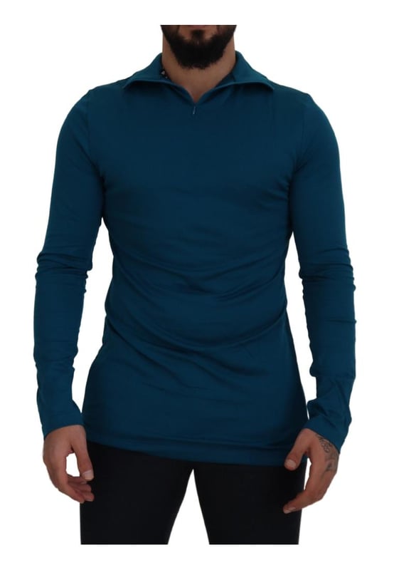 100% Authentic Dolce \\u0026 Gabbana Collared pullover sweater.\\n  Brand new with tags.\\n  Model: Collared pullover sweater.\\n  Colour: Blue.\\n  Logo details.\\n  Made in Italy.\\n  Material: 100% Cotton.